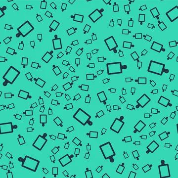Black Cutting board icon isolated seamless pattern on green background. Chopping Stock Illustration