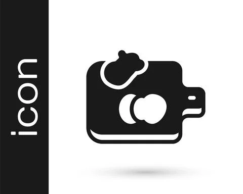 Black Cutting board with vegetables icon isolated on white background. Chopping Stock Illustration