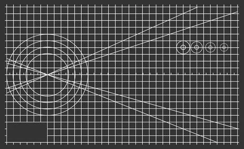 Black Cutting Mat with White Grid Lines and Geometric Shapes Stock Illustration