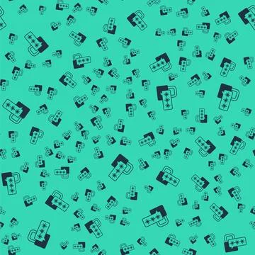 Black Cyber security icon isolated seamless pattern on green background. Closed Stock Illustration