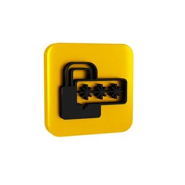 Black Cyber security icon isolated on transparent background. Closed padlock on Stock Illustration