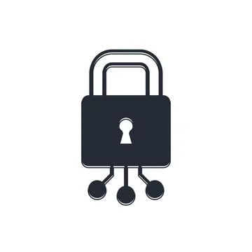 Black Cyber security icon isolated on white background. Closed padlock on d.. Illustrazione stock