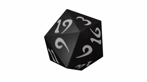 Black D20 with an Arabic style Font Rolling in a Seamless Loop Stock Footage 250091797