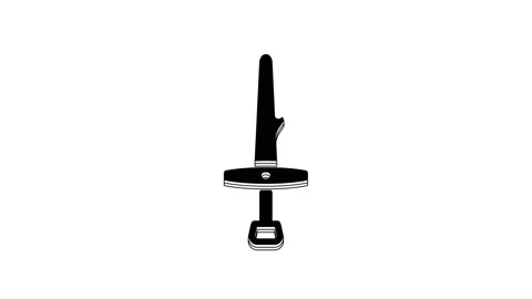 Black Dagger icon isolated on white background. Knife icon. Sword with sharp Stock Footage 233970527