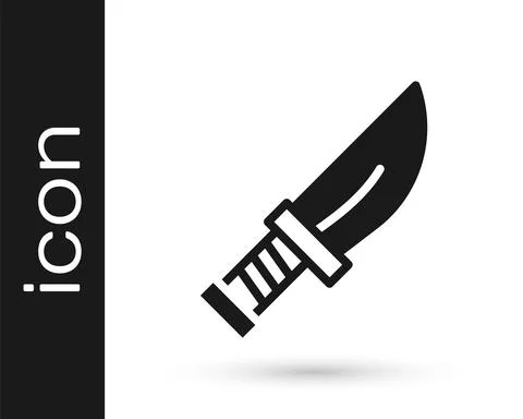 Black Dagger icon isolated on white background. Knife icon. Sword with sharp Stock Illustration