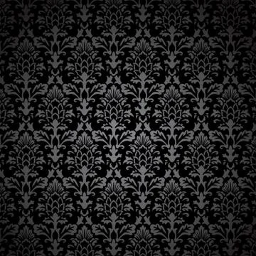 Black Damask Pattern Stock Illustration