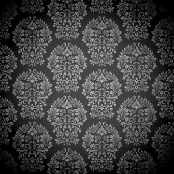 Black Damask Pattern Stock Illustration