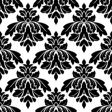 Black damask seamless pattern Stock Illustration