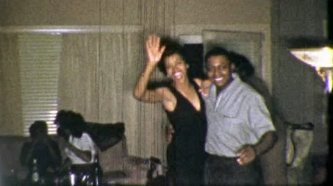 Black DANCE CLUB PARTY African American Happy 1960s Vintage Film Home Movie Stock Footage