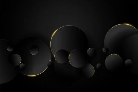 Black dark background with 3d circular shapes Stock Illustration
