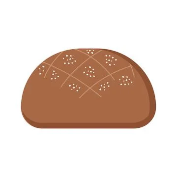 Black dark bread in form of loaf on white background Stock Illustration