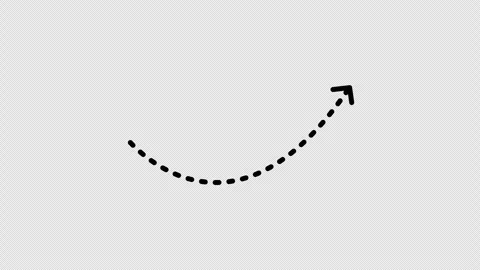Black dashed curved arrow pointing upward and right Stock Footage 313265991