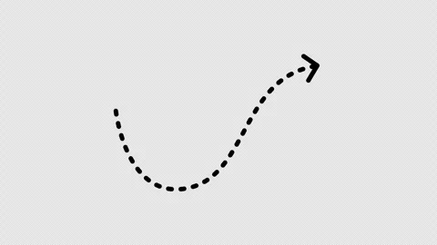 Black dashed curved arrow on transparent background Stock Footage 313265841