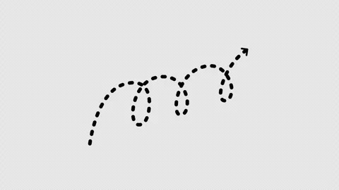 Black dashed looping arrow with multiple curves pointing upward and right Stock-Footage 313266144