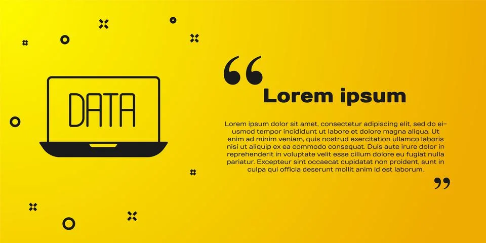 Black Data analysis icon isolated on yellow background. Business data analysis 스톡 일러스트