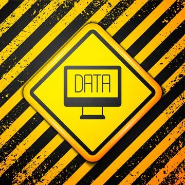 Black Data analysis icon isolated on yellow background. Business data analysi Stock Illustration