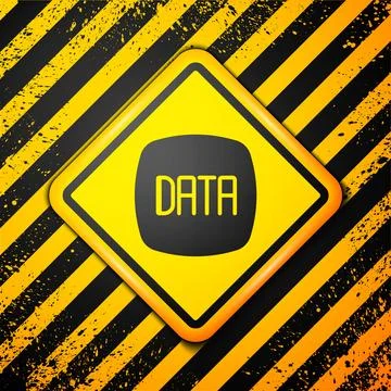 Black Data analysis icon isolated on yellow background. Business data analysis Stock Illustration