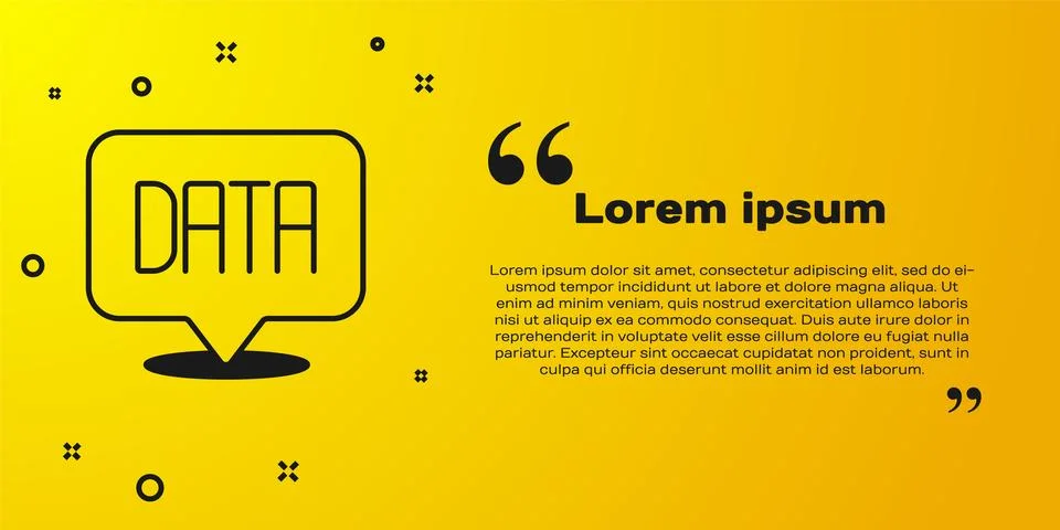 Black Data analysis icon isolated on yellow background. Business data analysis Illustrazione stock