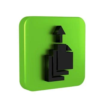 Black Data export icon isolated on transparent background. Green square butto Stock Illustration
