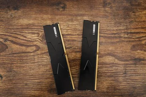 Black DDR5 RAM memory modules Stock Photos