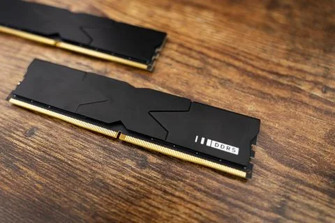 Black DDR5 RAM memory modules Stock Photos