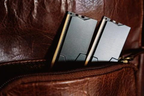 Black DDR5 RAM memory modules Stock Photos