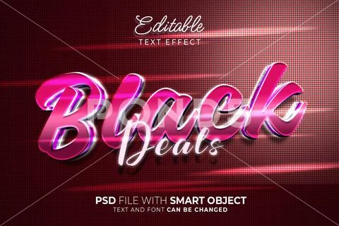 Black deals 3d neon text style effect. editable font effect style Modello PSD