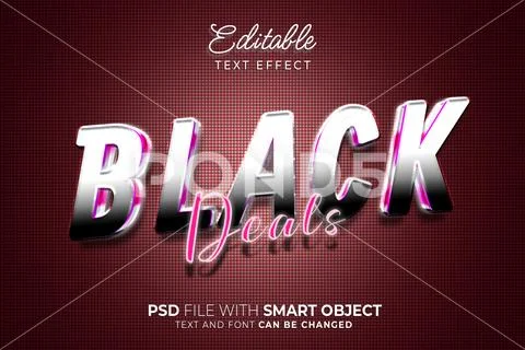 Black deals 3d neon text style effect. editable font effect style PSD Template