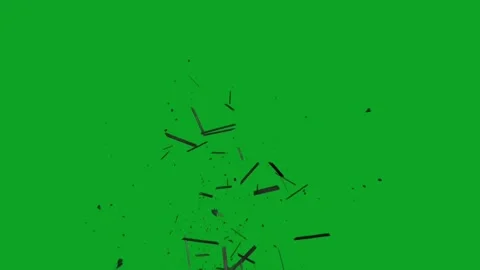 Black debris explosion with 3d shards flying on a chroma key green screen backgr Stock Footage 332763600