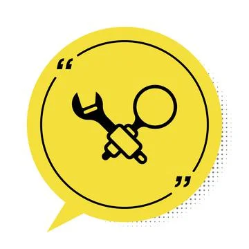 Black Debugging icon isolated on white background. Debugging tool. Magnifying Stockillustratie