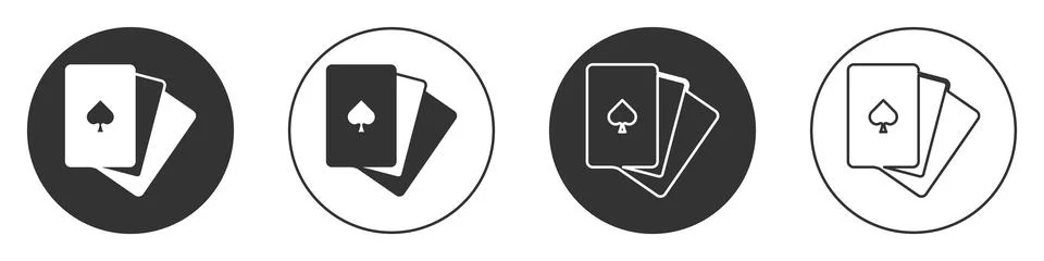 Black Deck of playing cards icon isolated on white background. Casino gamblin Stock Illustration