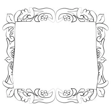 Black decorated frame with white background and space for text in the middl.. Stock Illustration