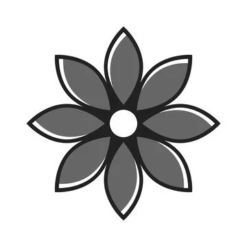 Black Decorative Flower Isolated Vector Stock Illustration