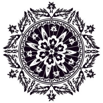 Black decorative oriental pattern and ornaments Stock Illustration