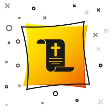 Black Decree, paper, parchment, scroll icon icon isolated on white background Stock Illustration
