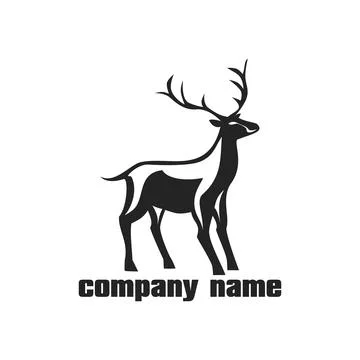 Black deer logo vector illustration. animal sign and symbol Stock Illustration