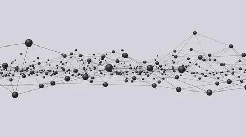 Black deformed mesh, gray background. Abstract illustration, 3d, render. Stock Illustration