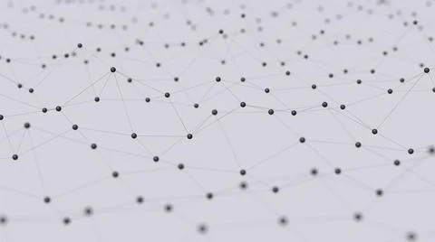 Black deformed mesh, gray background. Abstract illustration, 3d, render. Stock Illustration