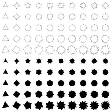 Black deformed polygon shape collection Иллюстрация