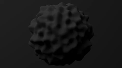 Black deformed sphere, black background. 3d render. Stock Illustration