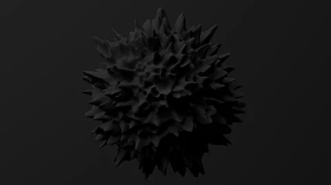 Black deformed sphere, black background. 3d render. Stock Illustration