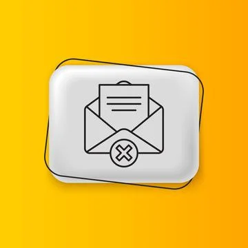 Black Delete envelope icon isolated on yellow background. Delete or error l.. Stock Illustration