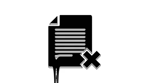 Black Delete file document icon isolated on white background. Rejected document Video stock 233775618