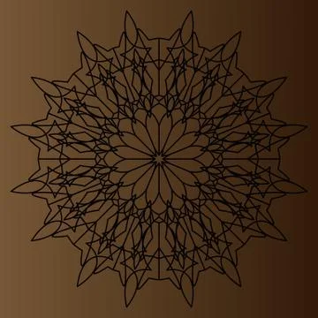 Black, delicate, circular pattern, mandala on a brown background Stock Illustration