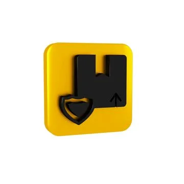 Black Delivery security with shield icon isolated on transparent background Stock Illustration
