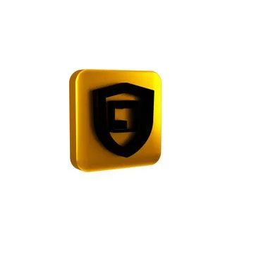 Black Delivery security with shield icon isolated on transparent background.. Stock Illustration