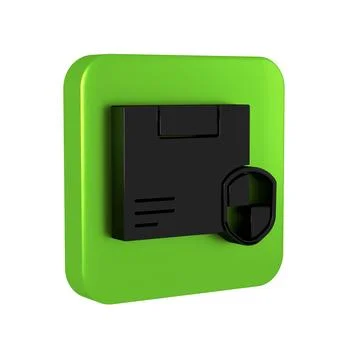 Black Delivery security with shield icon isolated on transparent background.. Stock Illustration