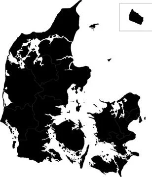 Black Denmark map Stock Illustration
