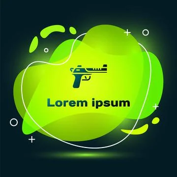 Black Desert eagle gun icon isolated on black background. Abstract banner with Illustrazione stock