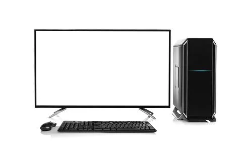 Black desktop computer isolated on a white background Stock Photos